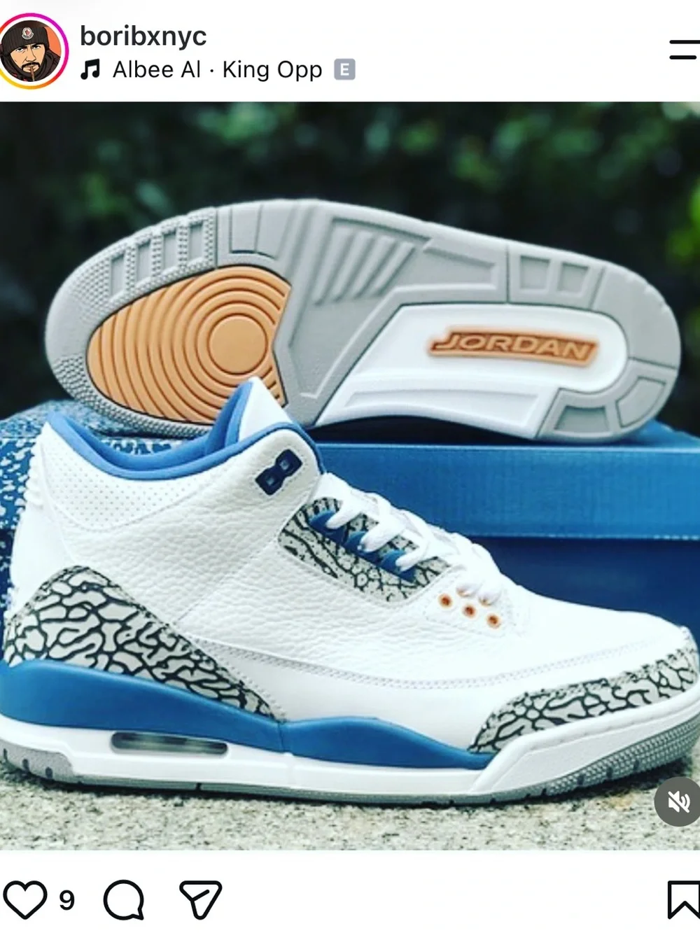 Jordan White Blue with Cement Print and Tan Accents